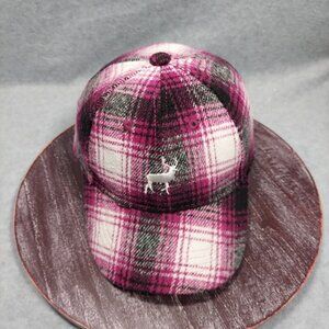 Purple Plaid Cap  Soft Flannel Deer Logo  Size 4-6x Adjustable Outdoor Hunting